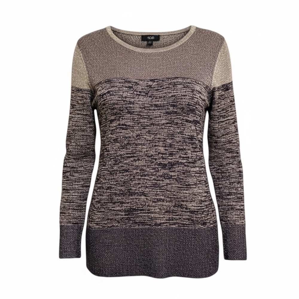 AGB Women's Metallic Scoop Neck Sweater Large Top
